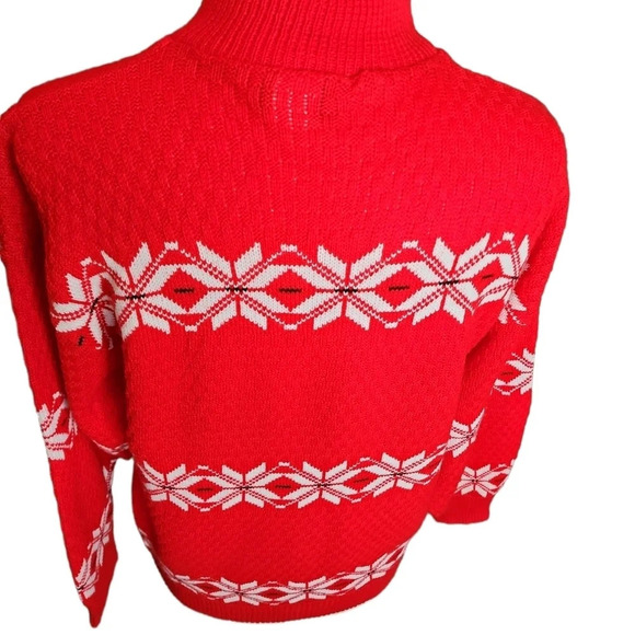 Vintage American Pride Red & White Mock Turtleneck Sweater USA Made Size Large - Picture 8 of 16